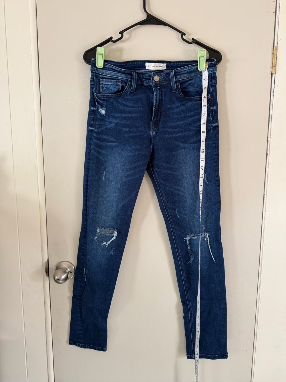 Flying Monkey High-Rise Distressed Skinny Jeans - Dark Blue